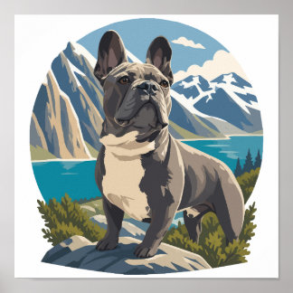 Poster Aventura Majestosa do Bulldog Francês no Lago da M