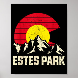 Poster aventura na montanha estes park bandeira do estado