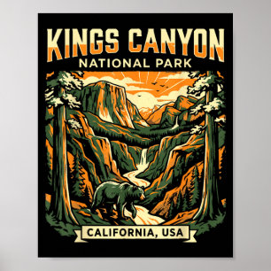 Poster aventura no parque nacional vintage kings canyon
