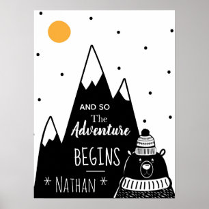 Poster Aventura Nordic Bear Mountain Começa Personalizada
