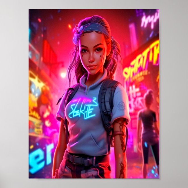 Poster Aventura noturna em NeoCity (Frente)