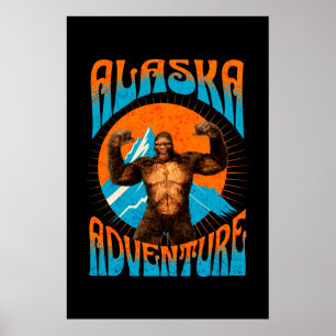 Poster Aventura Retro Sasquatch Montanha do Alasca