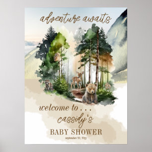 Poster Aventura Russo Woodland Aguarda Chá de fraldas