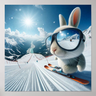 Poster Aventura Skiing Bunny
