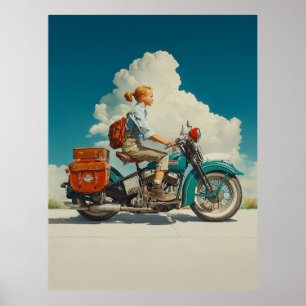 Poster Aventura Vintage Motorcycle Road Trip