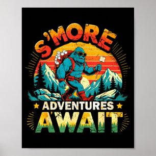Poster Aventuras Smor esperam divertido bigfoot acampamen