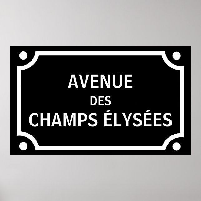 Poster Avenue des Champs Elysee, Paris Street Sign (Frente)