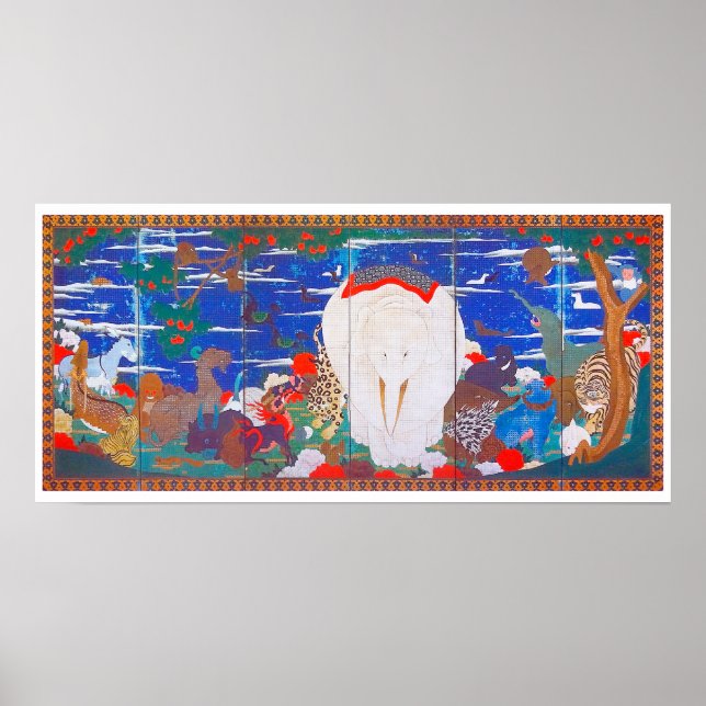 Poster Aves, Animais e Plantas Flores (Direita) Jacuchu (Frente)