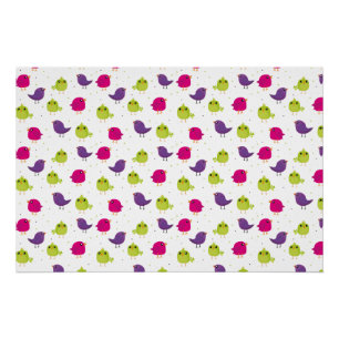 Pôster Aves brancas e coloridas