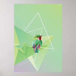 Poster Aves canoras no verde abstrato
