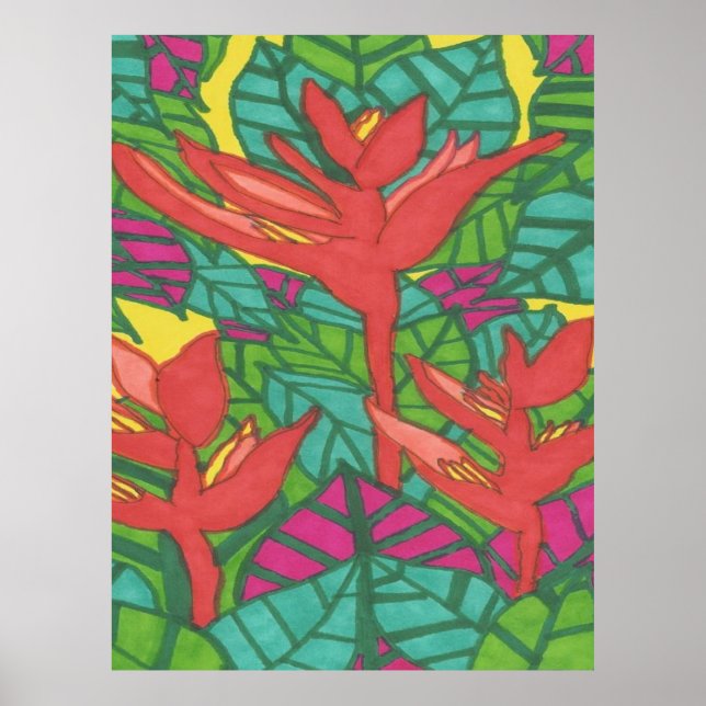 Poster Aves da Selva Tropical do Paraíso (Frente)