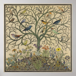 Poster Aves de Muitas Subidas por C.F.A Voysey