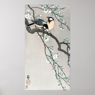 Poster Aves de Ohara Koson no Ramal de Cereja