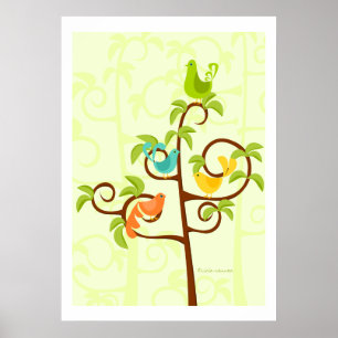 Pôster Aves de uma árvore