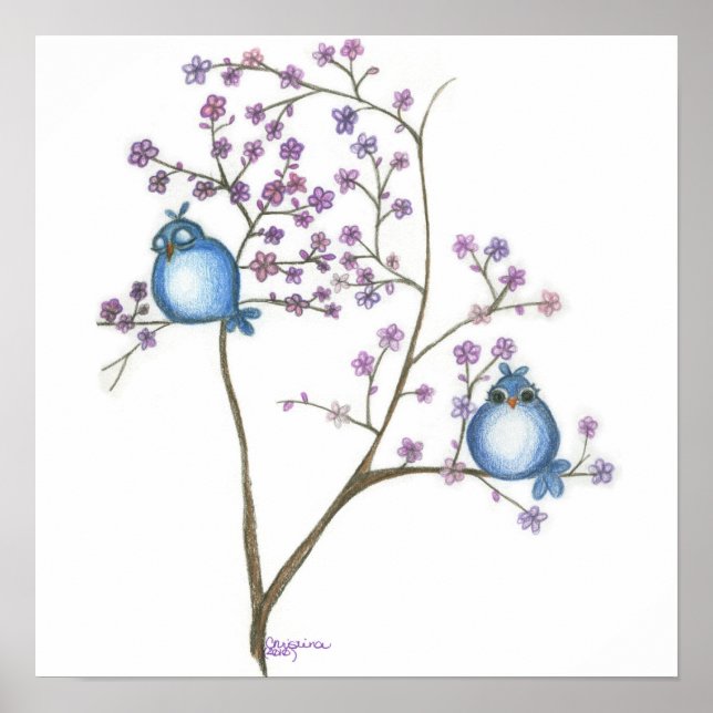 Poster Aves e Blossomas (poster pequeno) (Frente)