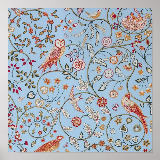 Poster Aves e Flores, William Morris (Frente)