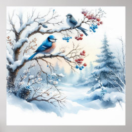 Poster Aves e Paisagem de inverno 34