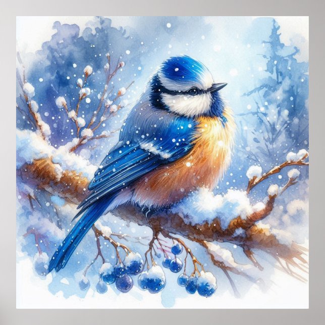 Poster Aves e Paisagem de inverno 35 (Frente)