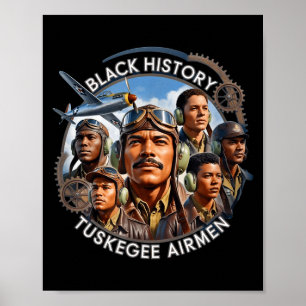 Poster Aviadores negros retrô história negra segunda guer