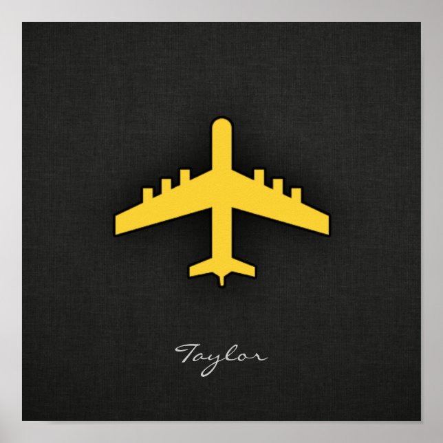 Poster Avião amarelo âmbar (Frente)