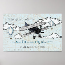 Poster Avião Antigo | Bem-vindo ao Chá de Bebê Viagem