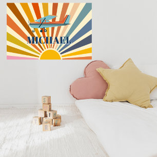 Poster Avião Antigo Cessna Retro pôr do sol Personalizado