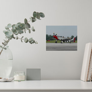 Poster Avião Antigo P-51 Mustang WW2 Diversão de Aniversá
