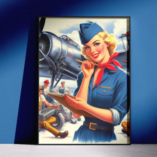Poster Avião Antigo Pin-up (Criador carregado)