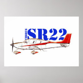 Poster Avião Cirrus SR22 Estilizado com Tipografia em Neg