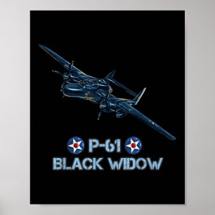 Poster Avião de Combate à Viúva Negra P61 da 2ª Guerra Mu
