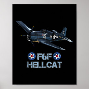 Poster Avião de Combatente Helcat da 2ª Guerra Mundial