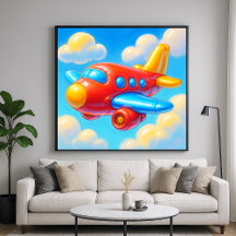 Avião de desenho animado fofo