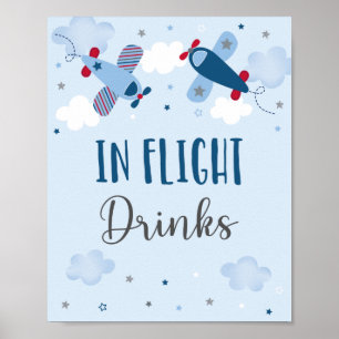 Poster Avião Estende Nuvens Em Bebidas De Voo Aniversário