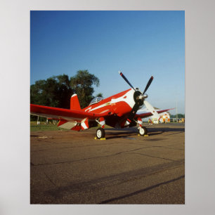 Poster avião F2G-1D Super Corsair em uma exibição aérea e