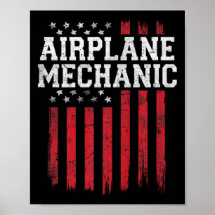 Poster Avião mecânico americano Flag Usa Patriot Patrio