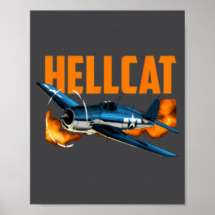 Poster Avião Militar Americano Hellcat Vintage Wwii