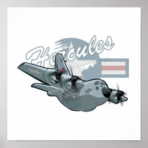Poster Avião militar de cartoon
