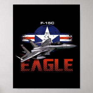 Poster Avião Militar de Guerra F15 Eagle dos EUA 