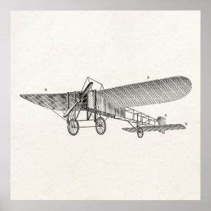 Pôster Avião Propulsor Vintage Avião Retroativo Plano Pro