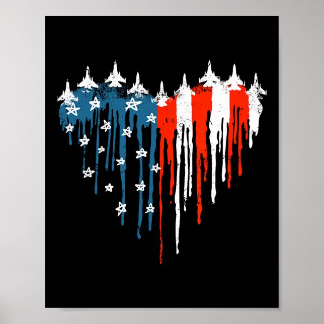 Poster Avião Red White Blue American Flag 4th Of (Frente)