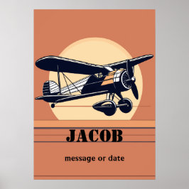 Poster Avião Retro | Qualquer Nome