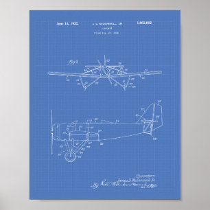Poster Avião Tipo 2 1932 Projeto de arte patenteada