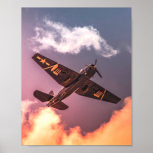 Poster Avião Vintage Belo Céu