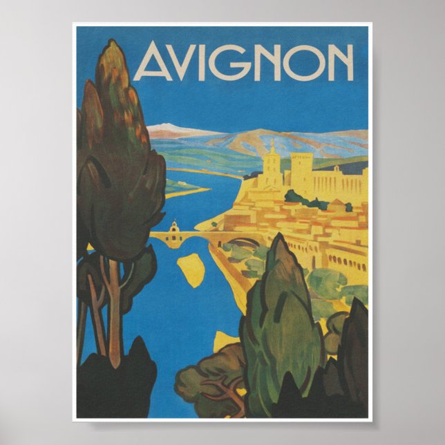 Poster Avignon France Viagens vintage (Frente)