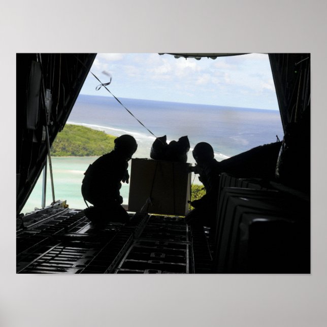 Poster Aviões empurram uma palete de mercadorias doadas 2 (Frente)