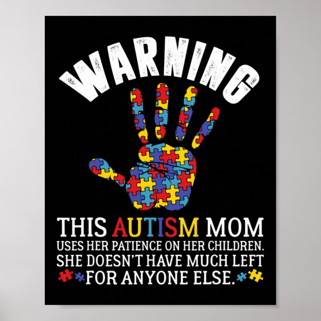 Poster Aviso A Este Autismo Mamãe Usa Paciência Em Crianç (Frente)