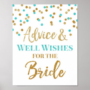 Poster Aviso de Confetti Dourado Azul para o Sinal de Noi