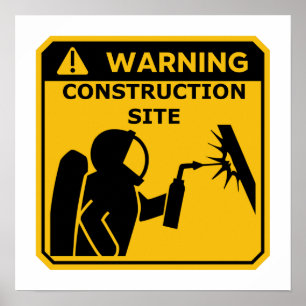 Poster Aviso de Construção de Engenheiros Espaciais Poste