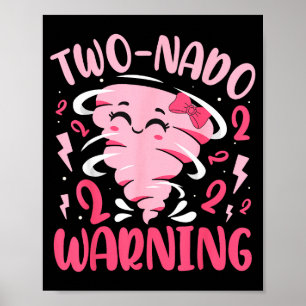 Poster Aviso de dois tornados para crianças Aniversário d
