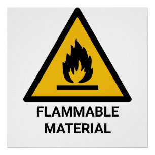 Pôster Aviso de material inflamável, Símbolo de risco de